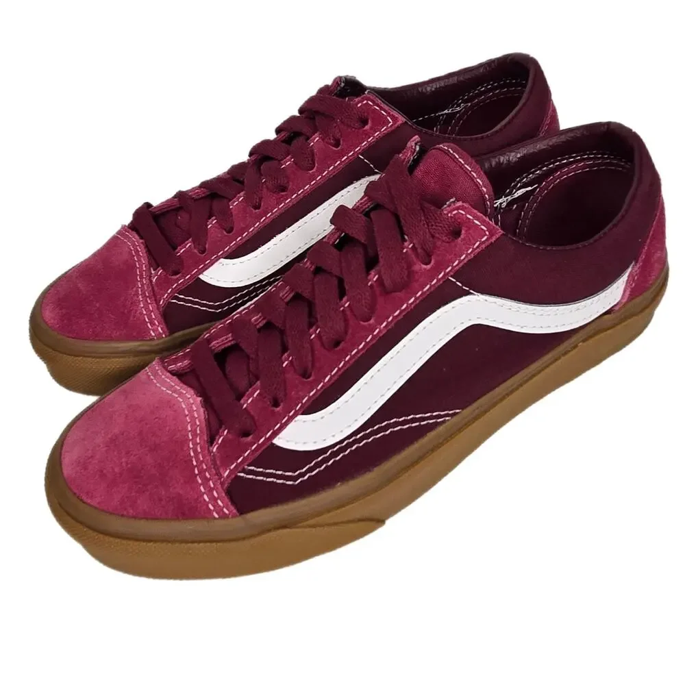 Vans Skater Suede &‎ Canvas Grape JuiceBurgundy White Maroon Sneakers Women's 8